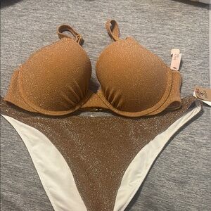 Victoria's Secret Brown Bikini Set with Push-Up Top
